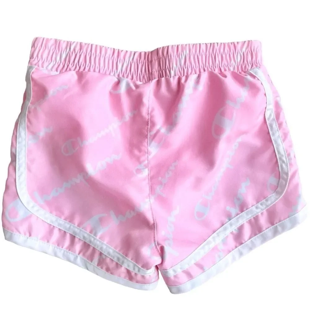 Champion Girls Toddler Kids Pink Lined Lightweight Athletic Logo Shorts. 2. 2T.